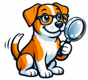 Cane curioso legge informazioni con lente a contatto